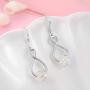 AOBOCO Sterling Silver Cube Crystal Earrings, Aurora Borealis Iridescent Crystals from Austria, Dangle Drop Earrings for Women, Anniversary Birthday Jewelry Gifts for Her