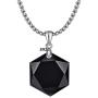 OCARLY 925 Black Obsidian/Blue Sandstone Star of David Pendant Hexagram Amulet Gemstone Stainless Steel Titanium Necklace Jewish Religious Jewelry
