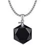 OCARLY 925 Black Obsidian/Blue Sandstone Star of David Pendant Hexagram Amulet Gemstone Stainless Steel Titanium Necklace Jewish Religious Jewelry