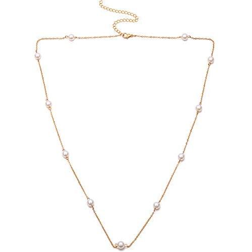 ALAIX Womens Long Necklace Gold Chain Choker Necklaces for Tops Sweater Beads Necklace Long for Women