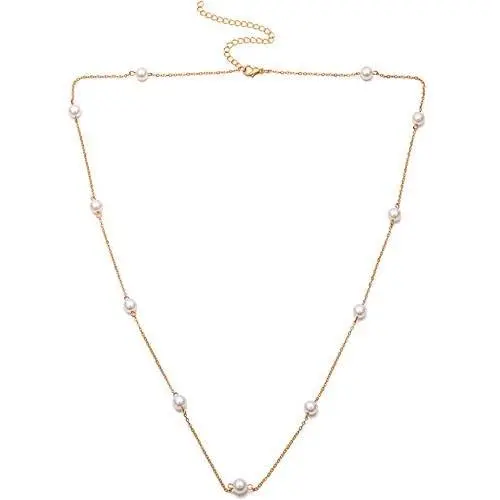 ALAIX Womens Long Necklace Gold Chain Choker Necklaces for Tops Sweater Beads Necklace Long for Women