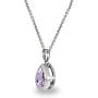 Sterling Silver Genuine or Synthetic Gemstone 8x6mm Teardrop Bezel-Set Dainty Pendant Necklace
