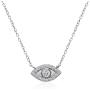 Sterling Silver Evil Eye Round Bezel-Set Cubic Zirconia Dainty Choker Necklace