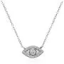 Sterling Silver Evil Eye Round Bezel-Set Cubic Zirconia Dainty Choker Necklace Sterling Silver Evil Eye Round Bezel-Set Cubic Zirconia Dainty Choker Necklace