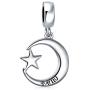 Inspirational Celestial Moon And Star Muslim Support Symbol Dangle Bead Charm For Women Teens 925 Sterling Silver Fits European Bracelet