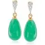 Ross-Simons Jade Teardrop Earrings With Diamond Accents in 14kt Yellow Gold