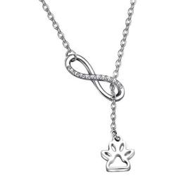 Dog Paw Print Pendant Infinity Love Heart Necklace Dogs Lover Gift