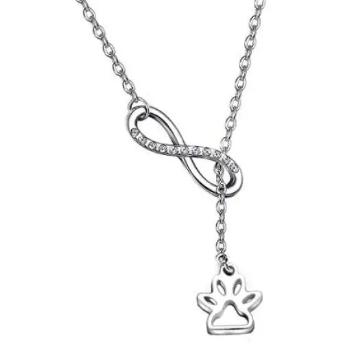 Dog Paw Print Pendant Infinity Love Heart Necklace Dogs Lover Gift Dog Paw Print Pendant Infinity Love Heart Necklace Dogs Lover Gift