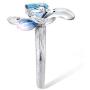 Santuzza Heart Shape Flower Rings 925 Sterling Silver Exquisite Blue Clover Enamel Ring Fine Jewelry for Women