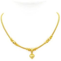 Heart Beaded 22k 23k 24k Thai Baht Yellow Gold GP Necklace Pendant Jewelry Women