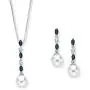 KATARINA Diamond Jewelry Set with Fresh Water Pearl and Sapphire in 14K White Gold (0.08 cttw) KATARINA Diamond Jewelry Set with Fresh Water Pearl and Sapphire in 14K White Gold (0.08 cttw)