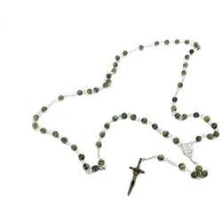 Biddy Murphy Connemara Marble Rosary Beads Celtic Cross 24 ¼ Inches Long Handcrafted in Ireland