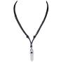 BlueRica Crystal Quartz Pendant on Adjustable Black Rope Cord Necklace