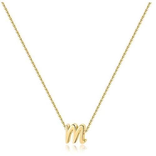 Memorjew 925 Sterling Silver Initial Necklace for Women Girls, Dainty Hypoallergenic Cursive Initial Necklace for Women Girls Jewelry Gifts