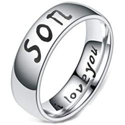 Kebaner 6MM Stainless Steel Mother Dad Daughter Son Gifts Family Jewelry Ring Band Engraved I Love You