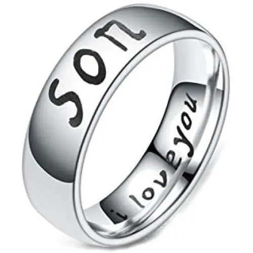 Kebaner 6MM Stainless Steel Mother Dad Daughter Son Gifts Family Jewelry Ring Band Engraved I Love You Kebaner 6MM Stainless Steel Mother Dad Daughter Son Gifts Family Jewelry Ring Band Engraved I Love You