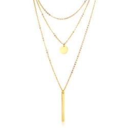 Ximi Jewelry Stainless Steel Triple-layered Vertical Bar Pendant Necklace for Women Girl,3 Tier Long Chain