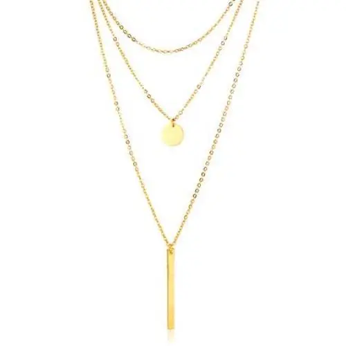 Ximi Jewelry Stainless Steel Triple-layered Vertical Bar Pendant Necklace for Women Girl,3 Tier Long Chain