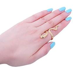 MIXIA Adjustable Punk Rock Crystal Snake Ring for Women Vintage Gothic Open Smooth Animal Finger Ring Halloween Jewelry Accessories