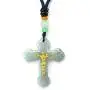 Jade Cross Jesus Necklace Pendant Inlaid with 22K Gold Good Luck Charm Jade Jewelry Jade Cross Jesus Necklace Pendant Inlaid with 22K Gold Good Luck Charm Jade Jewelry