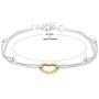 Vanbelle Yellow Gold & Silver Plated Two Tone 925 Sterling Silver Open Heart Charm with Double Layered Beaded Chain Bracelet for Women and Girls