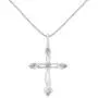 .925 Sterling Silver Round Cut Diamond Accent Cross Pendant Necklace (1/15 cttw, I-J Color, I3 Clarity)