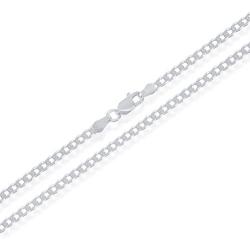 NYC Sterling Chain Necklace 3MM Sterling Silver .925 Curb Link For Men And Women, Made In Italy