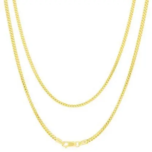 Nuragold 14k Yellow Gold 2mm Solid Franco Wheat Spiga Foxtail Chain Pendant Necklace, Mens Womens Lobster Lock 16'' 18'' 20'' 22'' 24'' 26'' 28'' 30'' Nuragold 14k Yellow Gold 2mm Solid Franco Wheat Spiga Foxtail Chain Pendant Necklace, Mens Womens Lobster Lock 16'' 18'' 20'' 22'' 24'' 26'' 28'' 30''