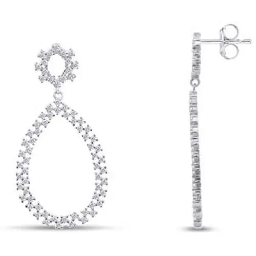 14k Gold Plated 925 Sterling Silver Round Cut White Cubic Zirconia Teardrop Drop Dangle Earrings Delicate Jewelry For Womens 14k Gold Plated 925 Sterling Silver Round Cut White Cubic Zirconia Teardrop Drop Dangle Earrings Delicate Jewelry For Womens