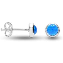 LeCalla Flaunt Sterling Silver Jewelry Stud Earrings for Teens and Women (Gemstone Birthstone Round 4MM)