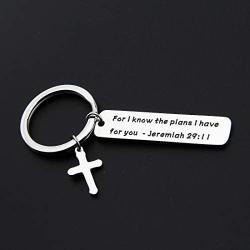 HOLLP Religious Jewelry Jeremiah 29:11 Keychain for I Know The Plans I Have for You Christian Gift Cross Charm