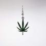 Marijuana Weed Pot Leaf Dangle Earrings Green Enamel on Pewter