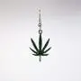 Marijuana Weed Pot Leaf Dangle Earrings Green Enamel on Pewter
