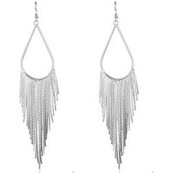 Silver Hook Long Chain Tassel Dangle Earrings for Women Long Tassel Drop Dangle Statement Earrings Party Jewelry