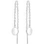 Trendy Circular Disc Thread Slide-Through .925 Sterling Silver Earrings