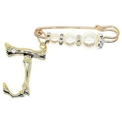 HSQYJ Fashion DIY Big 26 Crystal Letter Charm Bamboo Initial Pendant Necklace Pearl Brooch Pin Hoop Earrings Gold-Plated 20 Inch Chain Letter A-Z Best for Women Girl Jewelry Gift