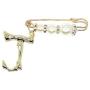 HSQYJ Fashion DIY Big 26 Crystal Letter Charm Bamboo Initial Pendant Necklace Pearl Brooch Pin Hoop Earrings Gold-Plated 20 Inch Chain Letter A-Z Best for Women Girl Jewelry Gift