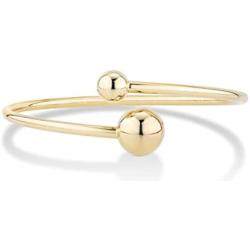 Miabella 18K Gold Over Sterling Silver Italian Flexible Open Bypass Bead Ball Cuff Bangle Bracelet for Women 6.75-7, 7.25-7.5, 7.75-8 Inch 925 Jewelry Made in Italy
