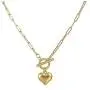 NEULRY Modern Heart Shaped Necklace Paperclip Link Chain 18K Gold Plated Handmade for Women and Girl Gifts