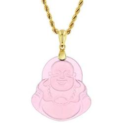 Laughing Buddha Light Pink Jade Pendant Necklace Rope Chain Genuine Certified Grade A Jadeite Jade Hand Crafted, Pink Jade Necklace, 14k Gold Finish Laughing Jade Buddha Necklace, Pink Jade Medallion, Mens Jewelry, Buddha Chain, Buddha Necklace