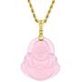 Laughing Buddha Light Pink Jade Pendant Necklace Rope Chain Genuine Certified Grade A Jadeite Jade Hand Crafted, Pink Jade Necklace, 14k Gold Finish Laughing Jade Buddha Necklace, Pink Jade Medallion, Mens Jewelry, Buddha Chain, Buddha Necklace