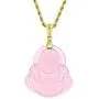 Laughing Buddha Light Pink Jade Pendant Necklace Rope Chain Genuine Certified Grade A Jadeite Jade Hand Crafted, Pink Jade Necklace, 14k Gold Finish Laughing Jade Buddha Necklace, Pink Jade Medallion, Mens Jewelry, Buddha Chain, Buddha Necklace
