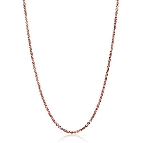 GemStar USA Rose Gold Flashed Sterling Silver 1mm Thin Cable Rolo Chain Necklace, 14-36 Inches