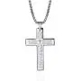 Mens Stainless Steel Cross Necklace with Lords Prayer Inscription, Cross Pendant Necklace