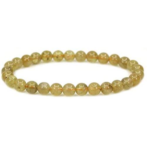Amandastone Gem Semi Precious 6mm Round Beads Rock Crystal Jasper Stretch Bracelet 7 Inch