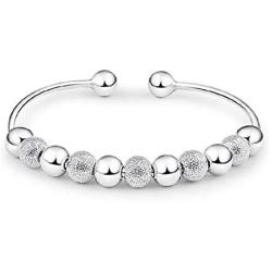 skyllc Charming Lucky Beads Bracelet Women Silver Plated Bangle Fashion Jewelry