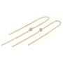 FANCIME 14K Real Solid Yellow Gold Threader Earrings with 2 Natural Round Cut Diamonds 0.03ct Minimalism Long Drop Earrings Fine Jewelry for Women 1.17g