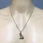 Egyptian Jewelry Pagan Wicca Bastet Bast Goddess Cat Kitty Pewter Mens Womens pendant necklace Amulet for men women unisex Charm w Silver ball chain