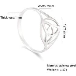 VASSAGO Stainless Steel Irish Triquetra Trinity Celtic Knot Ring Hollow Out Design High Polished Round Charm Bands for Men Women Teens