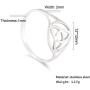 VASSAGO Stainless Steel Irish Triquetra Trinity Celtic Knot Ring Hollow Out Design High Polished Round Charm Bands for Men Women Teens